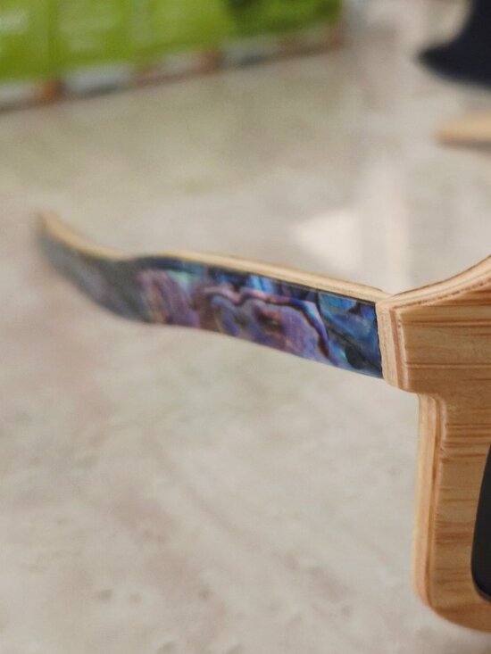 Unisex Bamboo Wood Frame Full Face Sport Style Sunglasses Abalone Coastal Sides main image 7